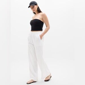 Athleta Retreat Linen High Rise Wide Leg Pant - white - Large - 100% linen - NEW